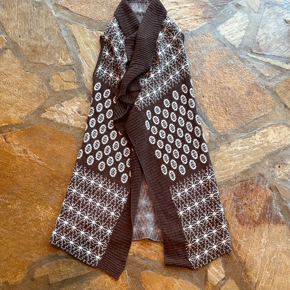 Brown and White Patterned Cardigan